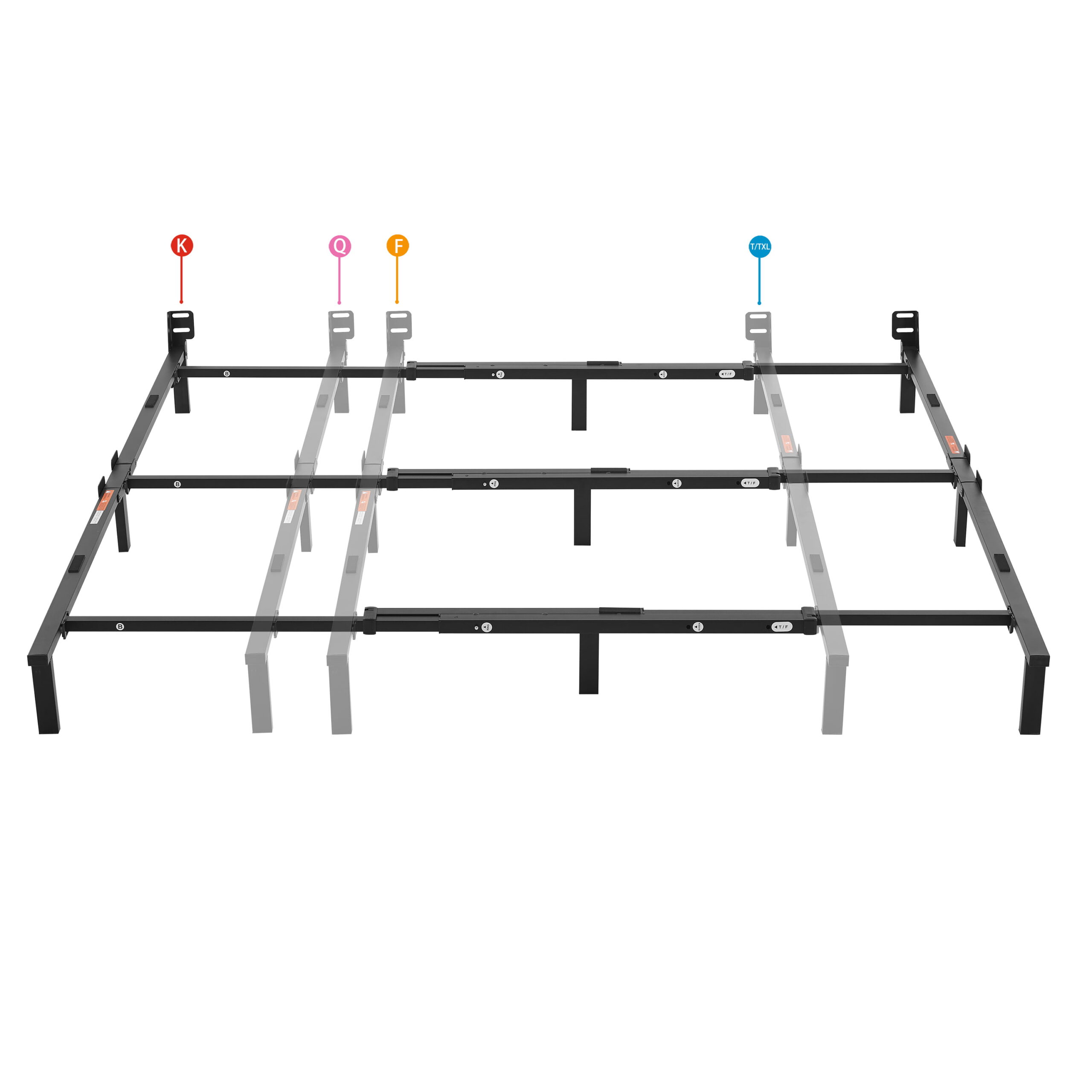 Mainstays 12″ Adjustable Metal Platform Bed Frame. Black. Twin - King