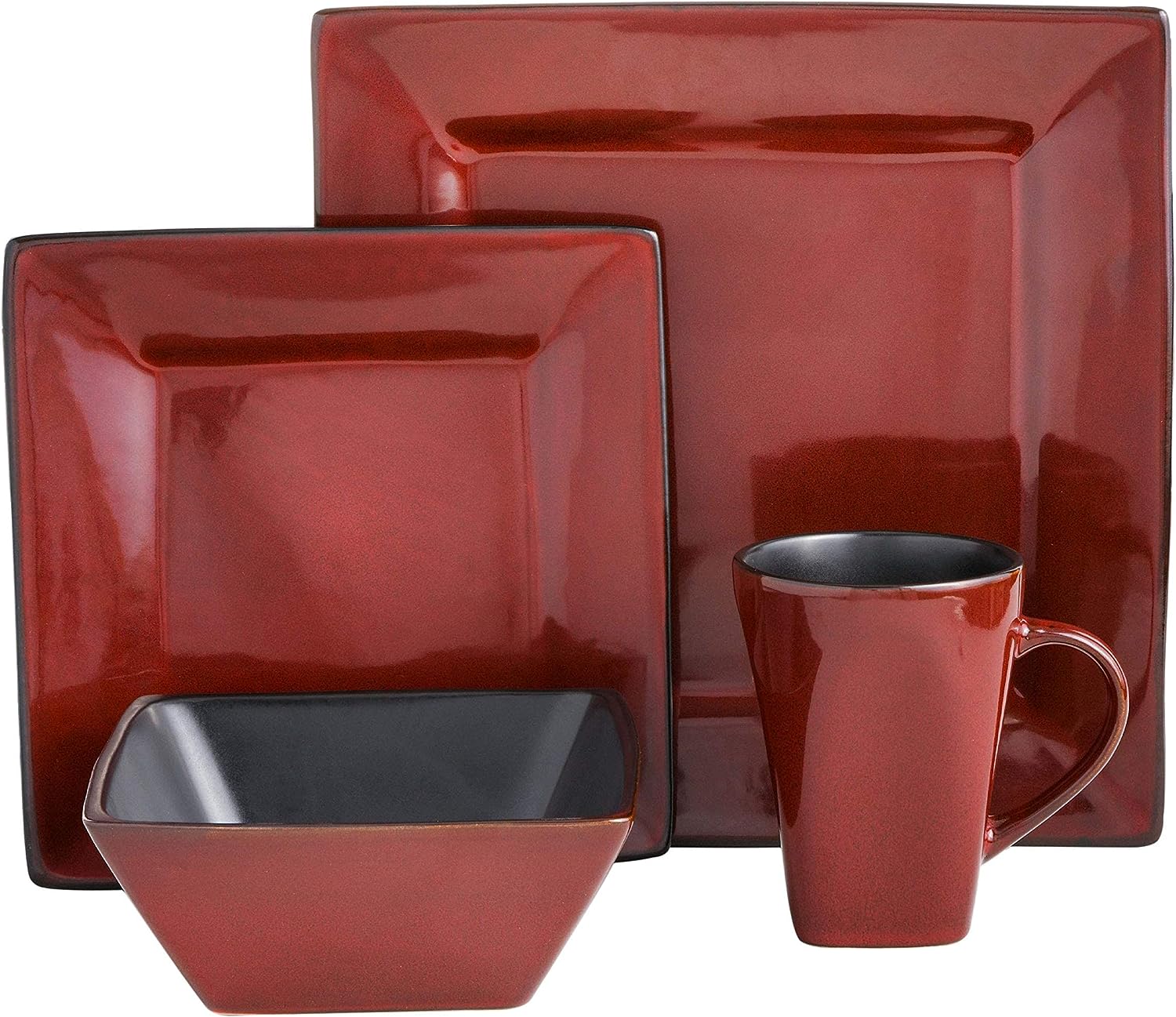 Gibson Elite Kiesling 16 Piece Dinnerware Set. Red
