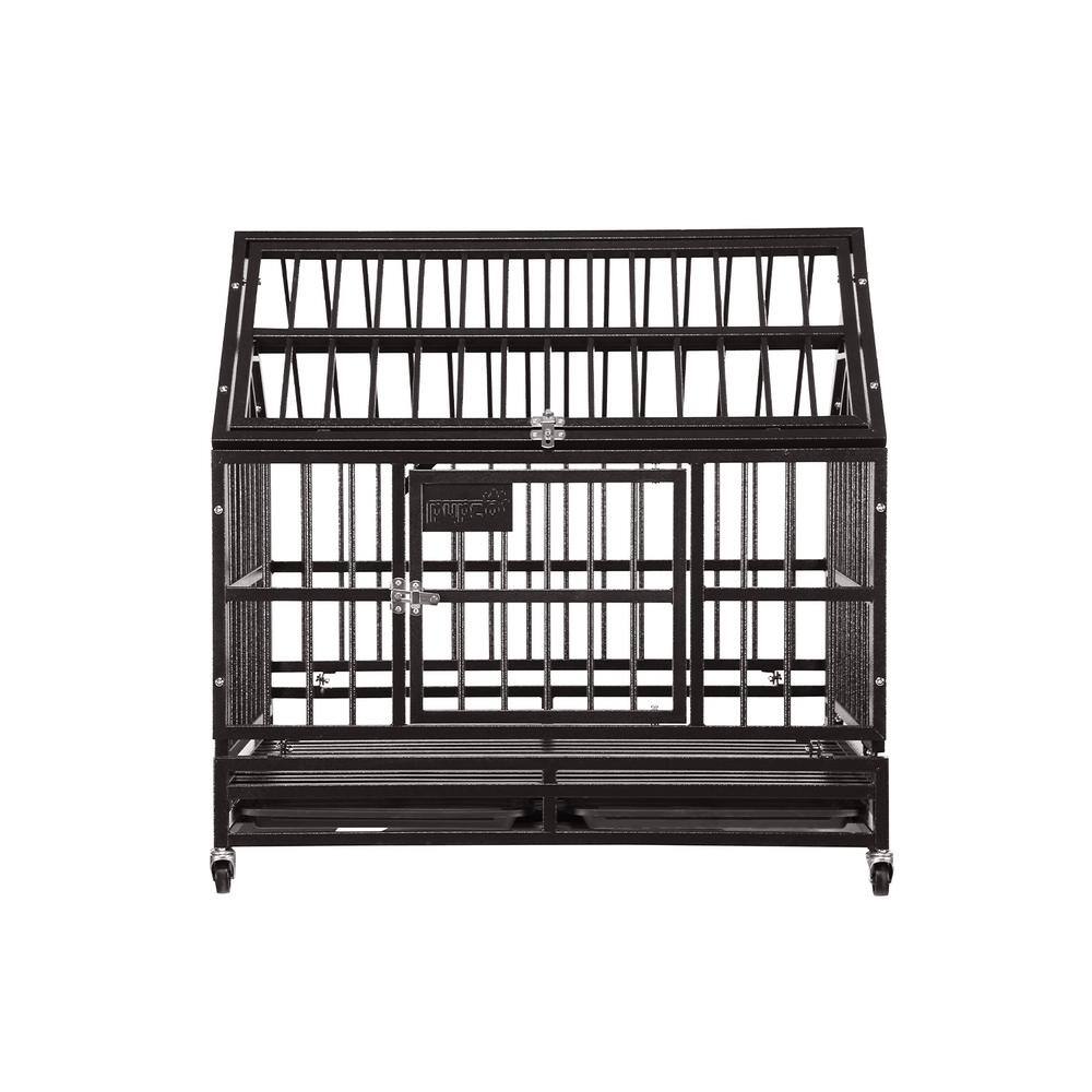 Tatayosi YH-H-PP-DC031 38 in. Outdoor Heavy-Duty Metal Iron Dog Cage in Brown