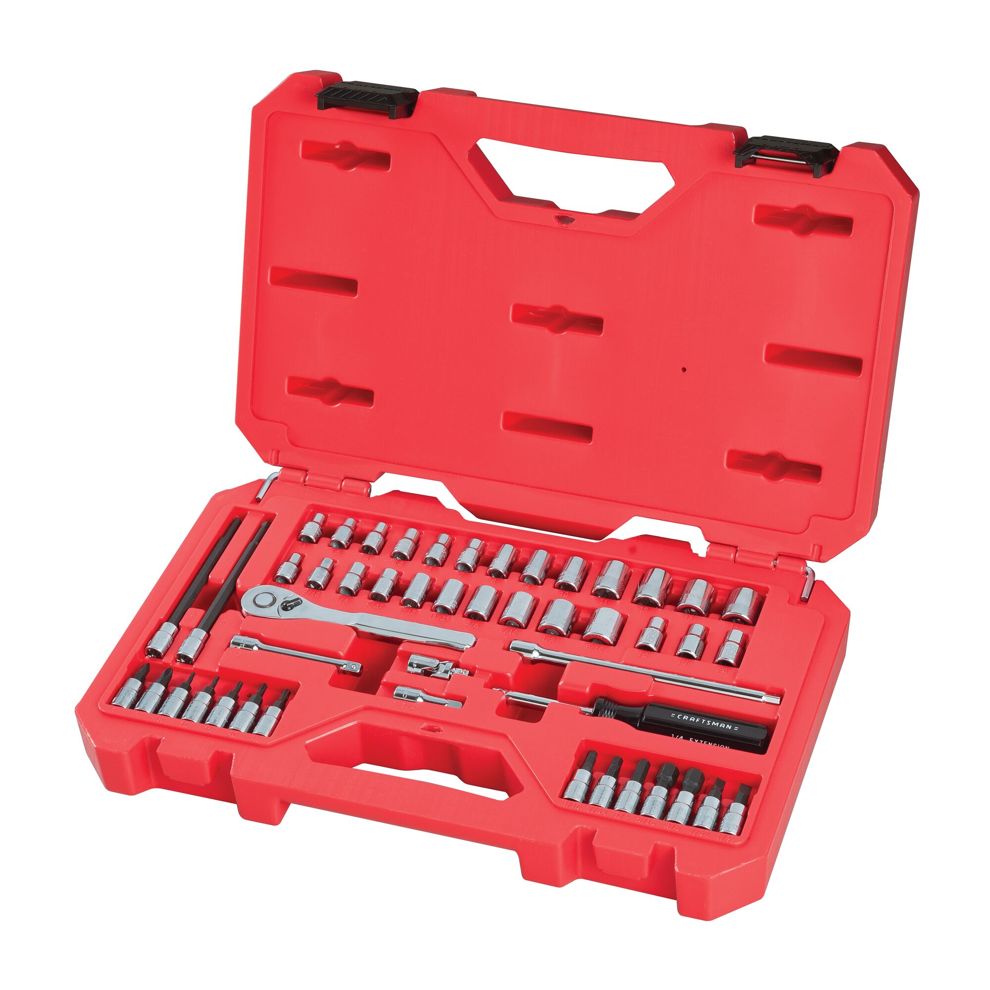 CRAFTSMAN 48-Piece Standard (SAE) and Metric Combination Polished Chrome Mechanics Tool Set with Hard Case