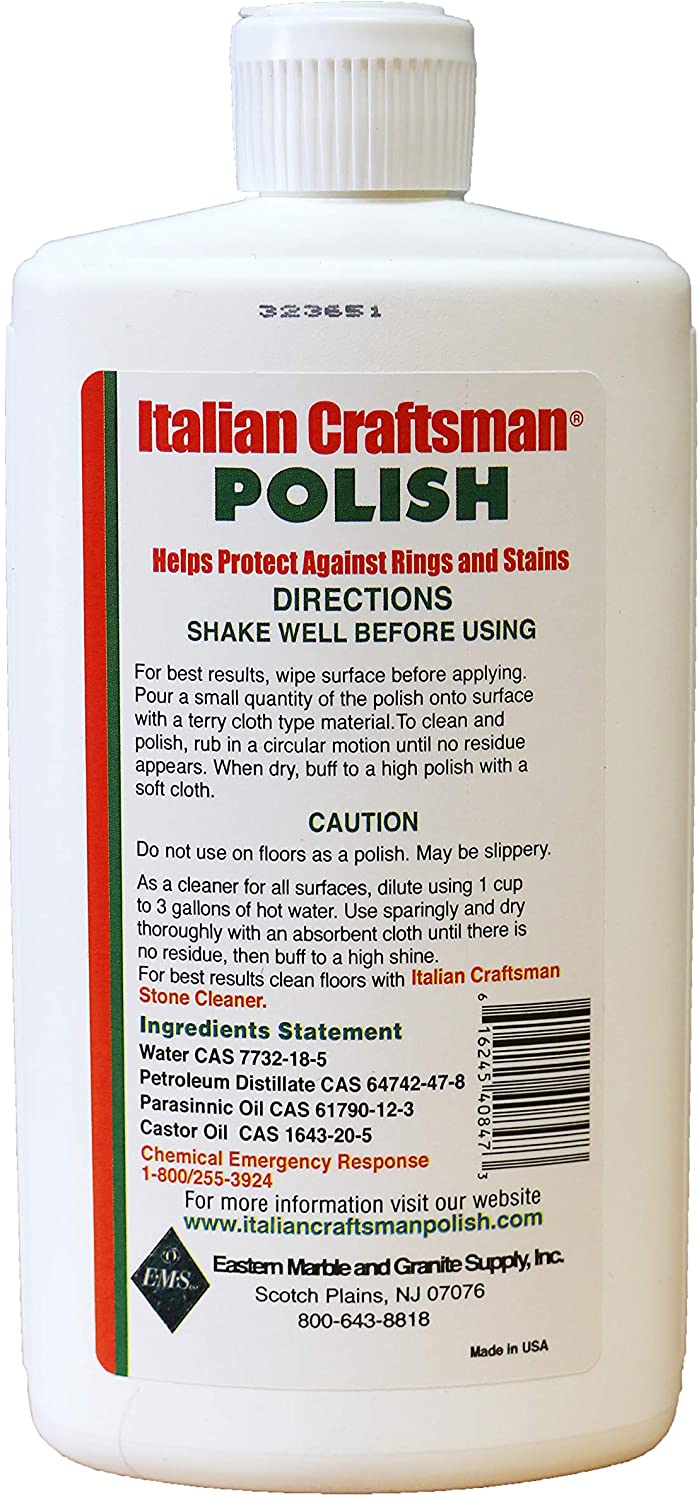 Granite and Marble Polish - Cleans and Protects - Italian Craftsman 16 oz