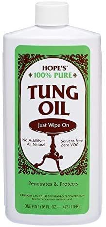 Hope-s Pure Tung Oil. Waterproof Natural Wood Finish and Sealer. 16 Fl Oz