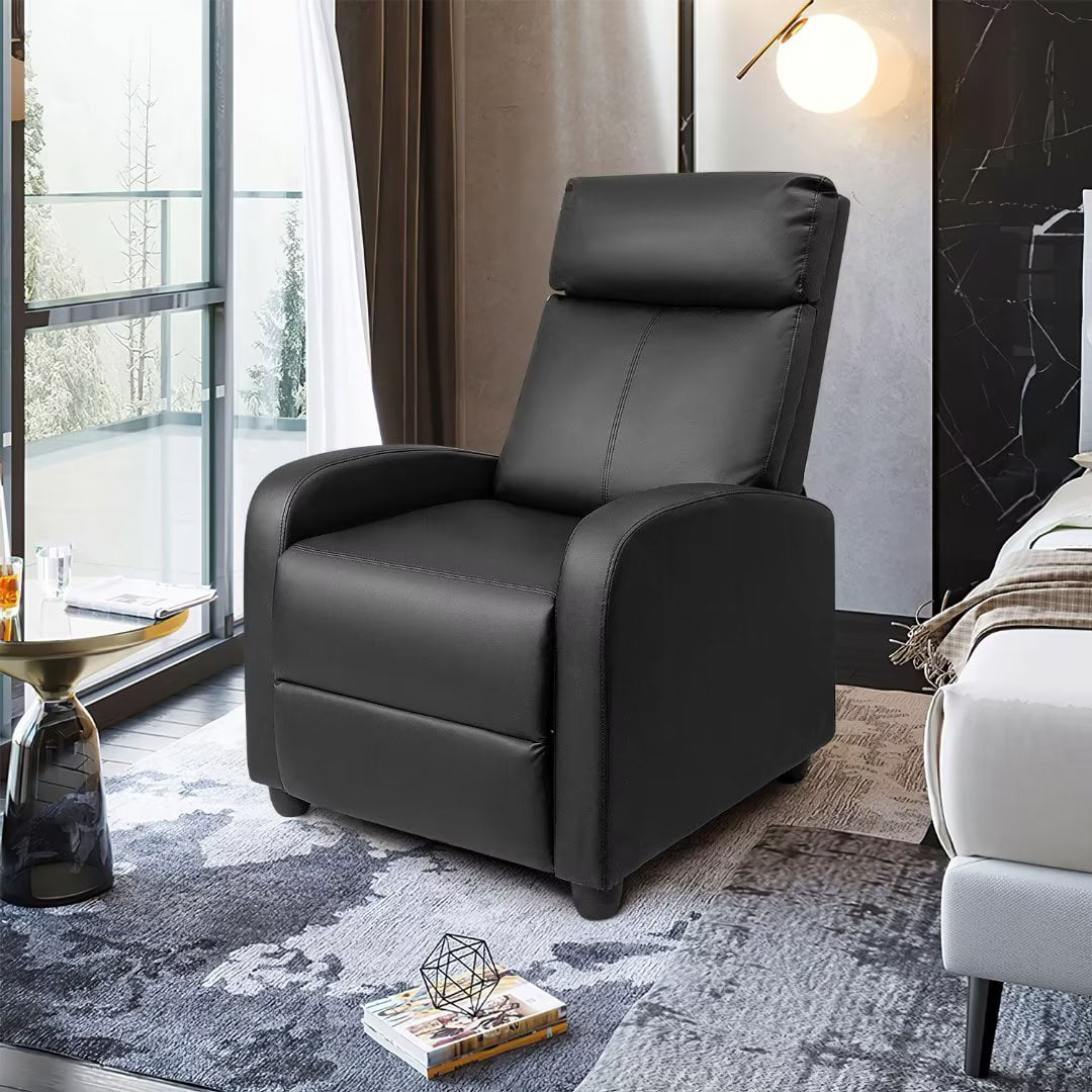 Vineego Massage Sofa Chair.Adjustable Recliner Home Theater Seating with PU Leather Padded Backrest and Thick Seat Cushion .Black