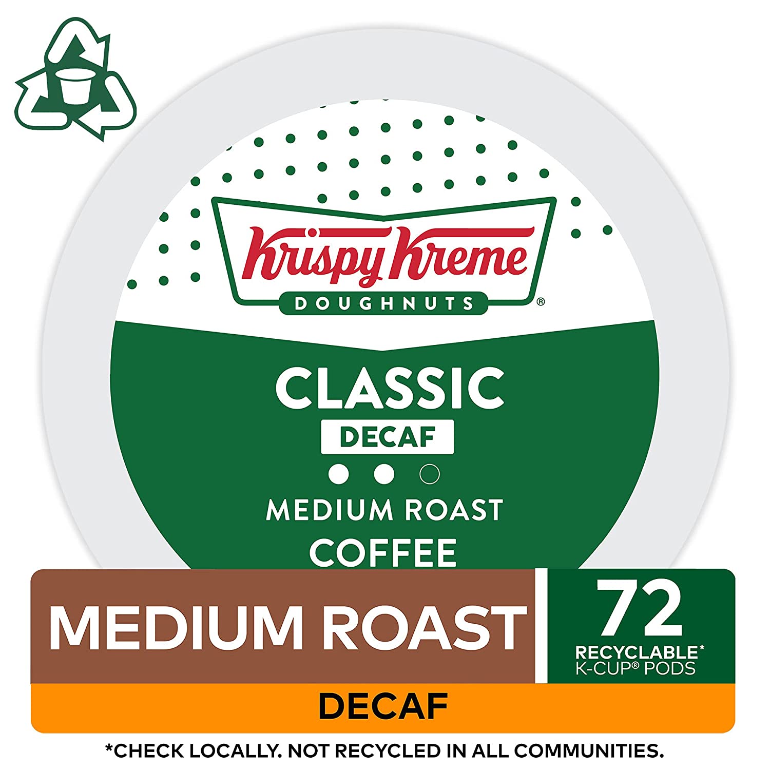Krispy Kreme Classic Decaf. Single-Serve Keurig K-Cup Pods. Medium Roast Coffee Pods. 12 Count (Pack of 6)
