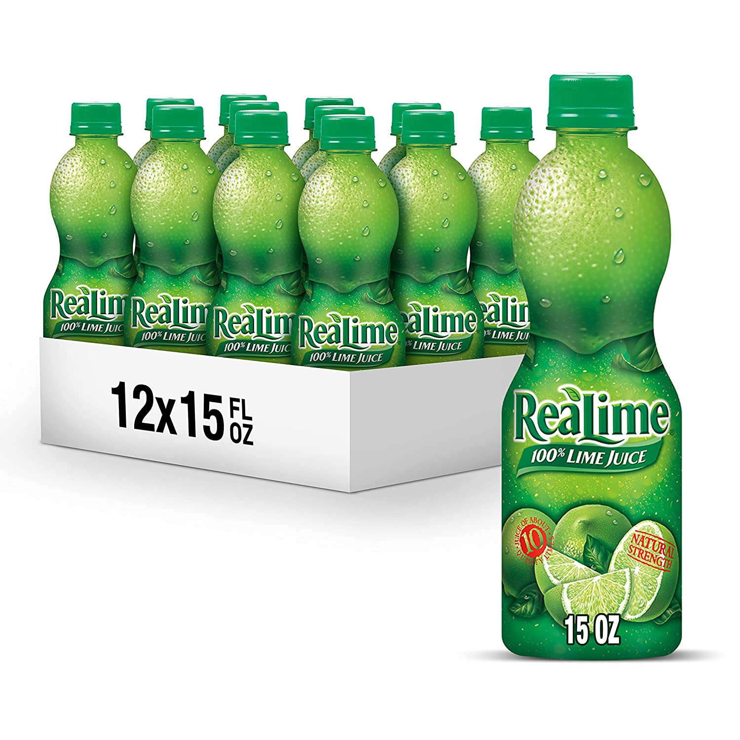 ReaLime 100 percent Lime Juice. 15 fl oz bottles (Pack of 12)