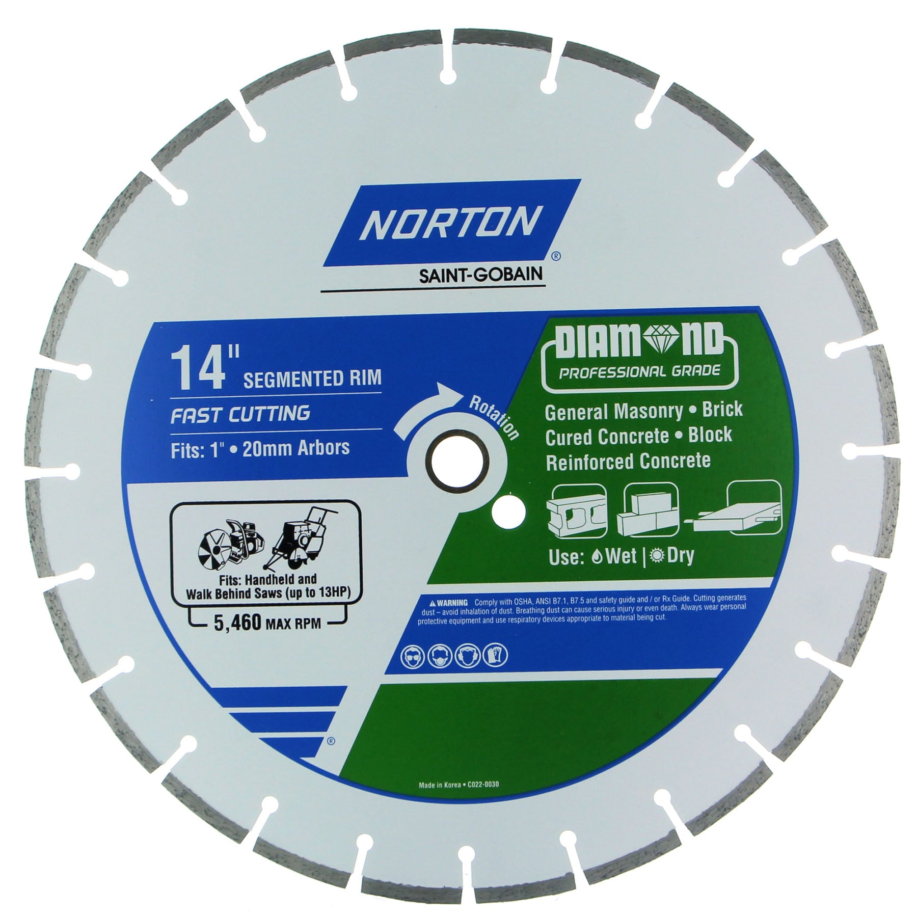 Norton 14-in Wet/Dry Segmented Rim Diamond Saw Blade