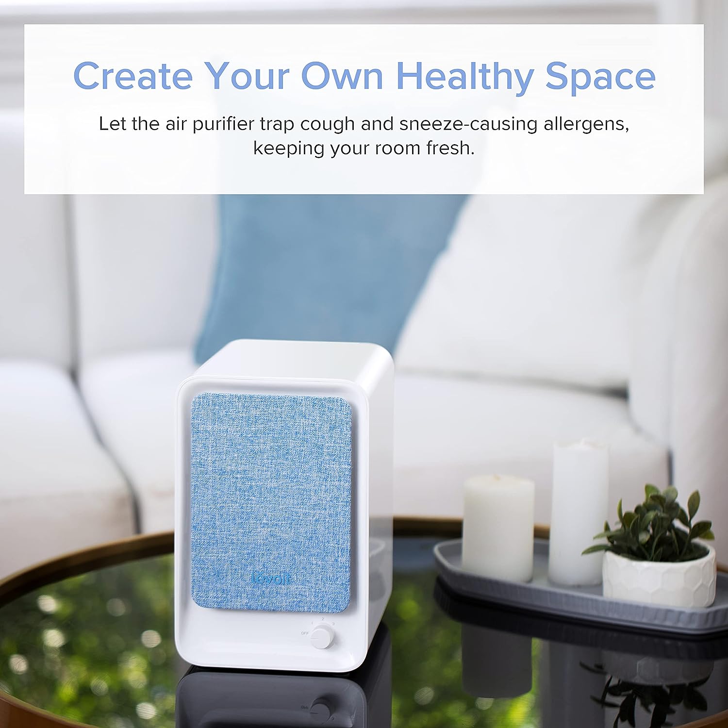LEVOIT Air Purifiers for Bedroom Home. HEPA Freshener Filter Small Room for Smoke. Allergies. Pet Dander. Pollen. Odor. Dust Remover. Ozone Free. Quiet. Desktop. Office. Table Top. LV-H126. Blue