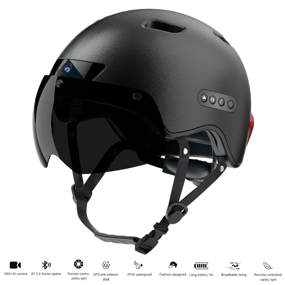 Indigi Urban Smart Helmet | Full HD Front Camera and Rear LED Lights + Turn Signals | Bluetooth Call + Music | Unisex Adult & Teen