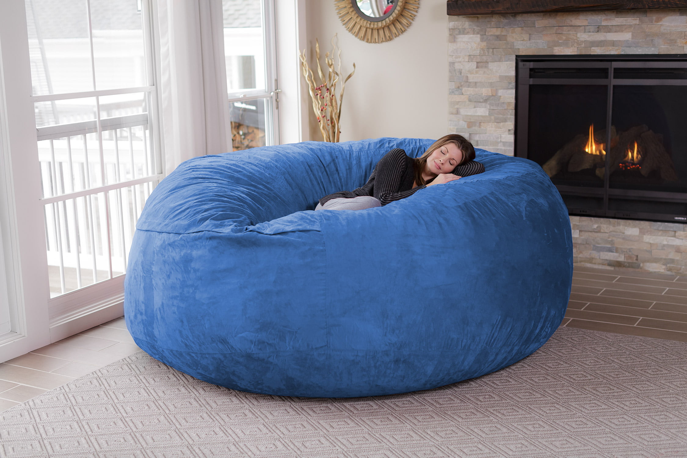 Chill Sack Bean Bag Chair. Memory Foam Lounger with Microsuede Cover. Kids. Adults. 8 ft. Royal Blue