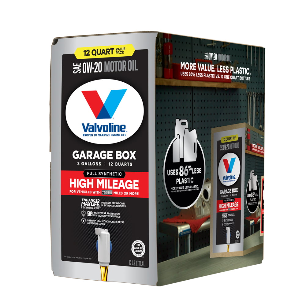 Valvoline Full Synthetic High Mileage 0W-20 Motor Oil. 12 QT