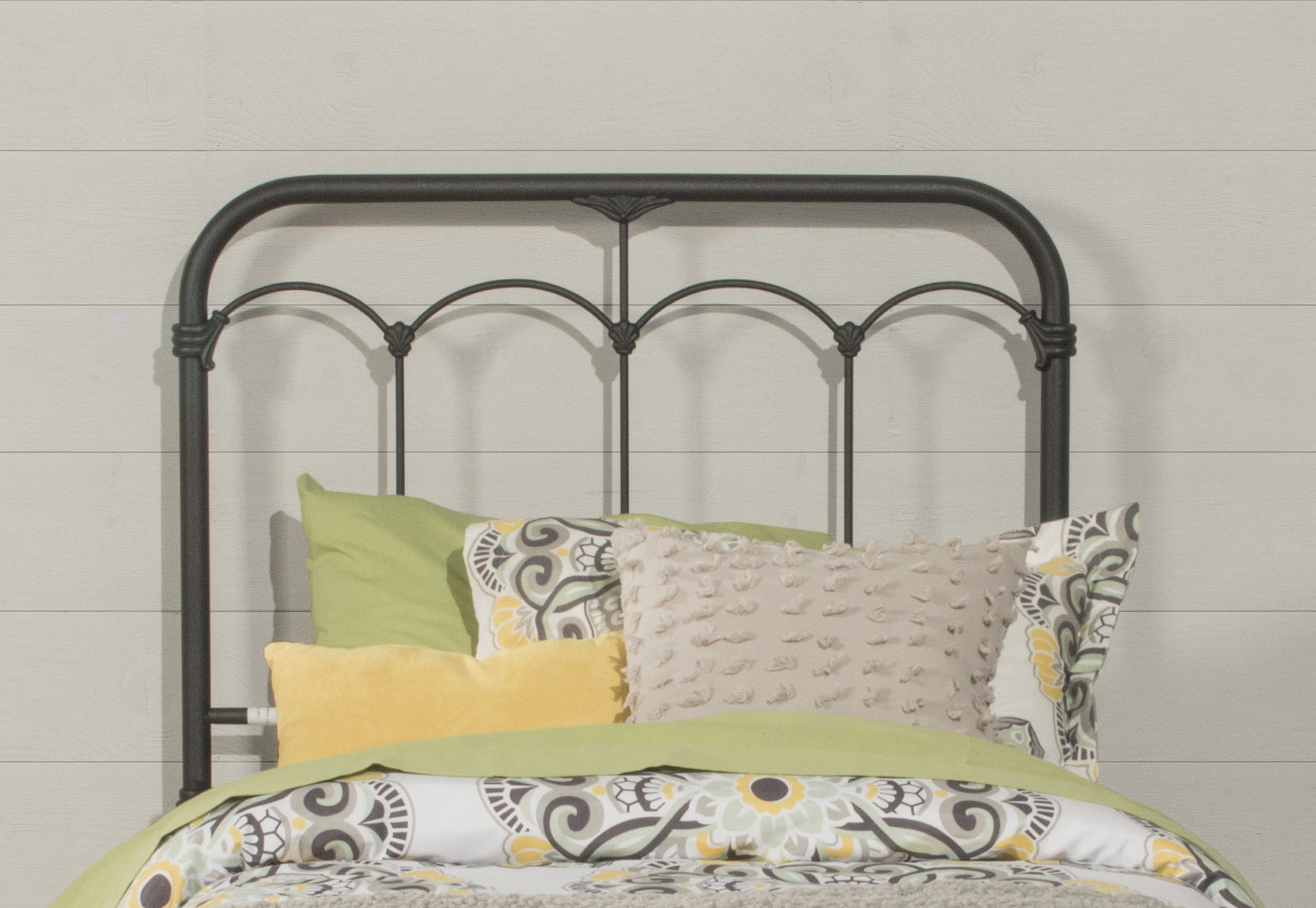 Hillsdale Furniture Jocelyn Vintage Metal Twin Headboard. Black Sparkle