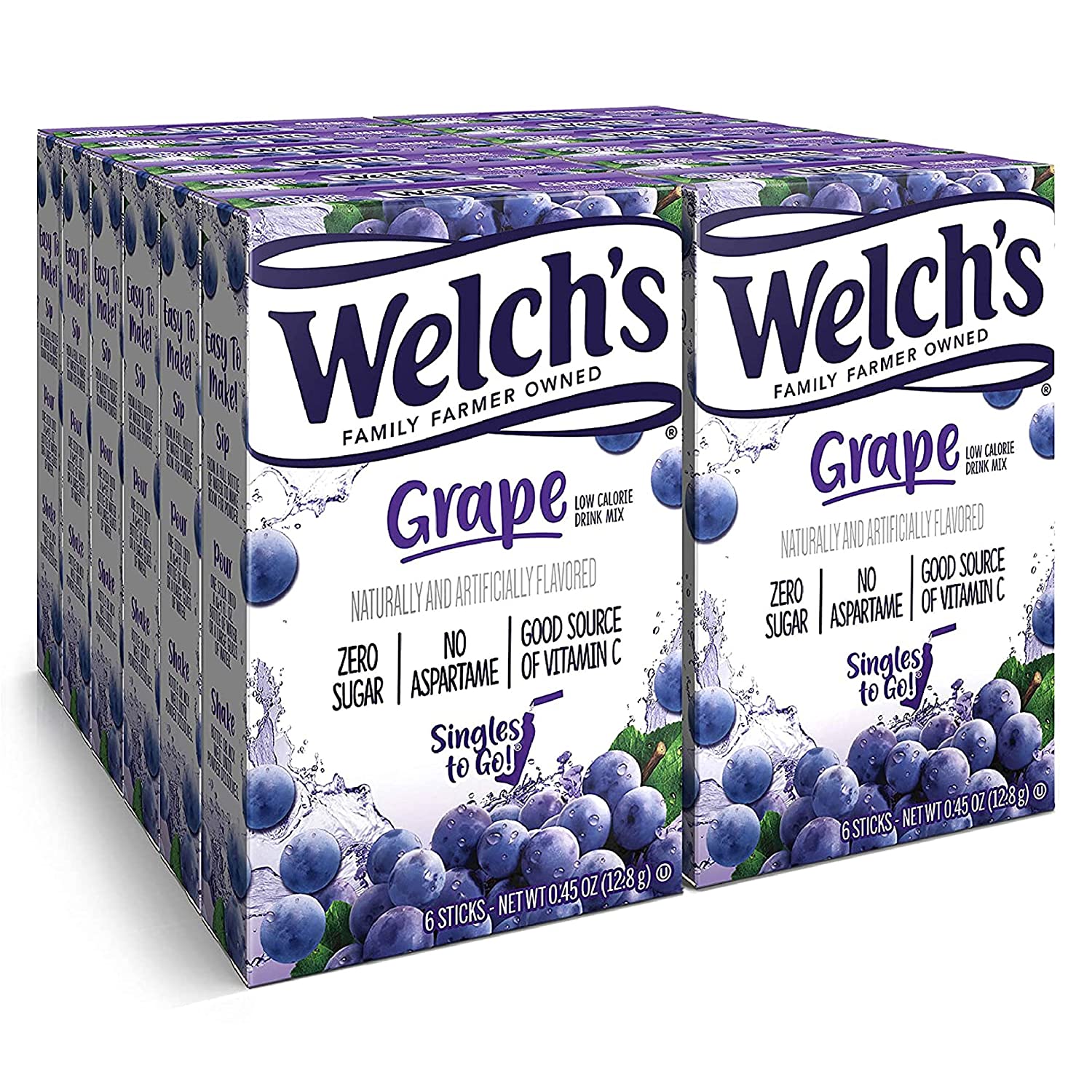 Welch-s Singles To Go Water Drink Mix. Grape. 0.45 Ounce (Pack of 12)