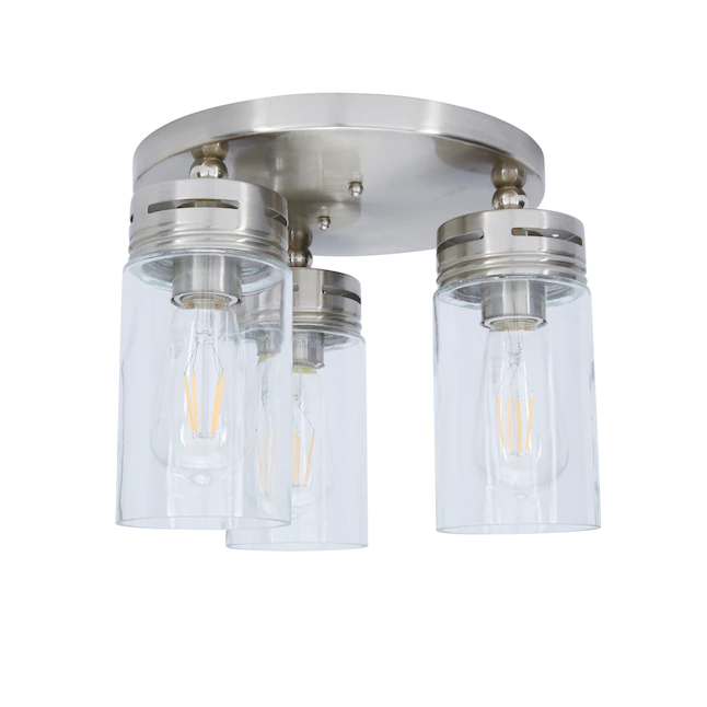 allen + roth  Vallymede 3-Light 12-in Brushed Nickel Incandescent Flush Mount Light