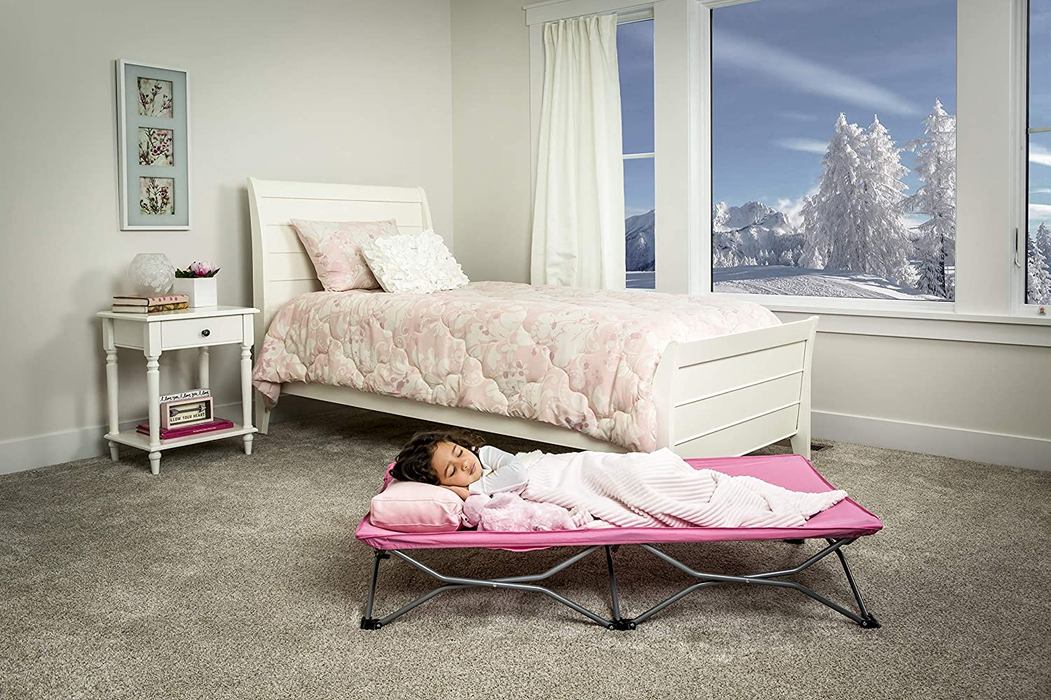 Regalo My Cot Portable Toddler Bed. Includes Fitted Sheet. Pink