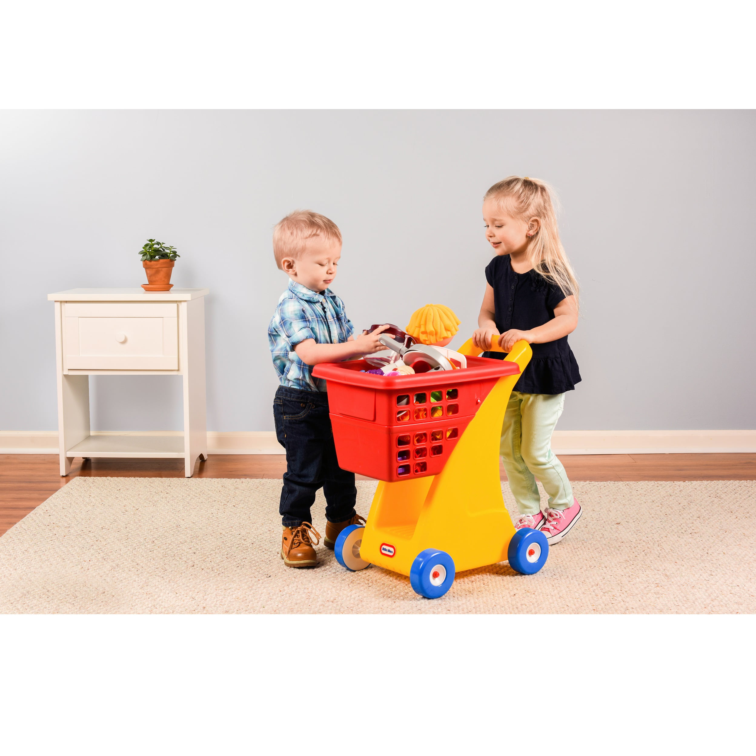 Little Tikes Toy Shopping Cart with Folding Seat. Multicolor. For Pretend Play Shopping Grocery Play Store for Kids Toddlers Girls Boys Ages 18+ months.