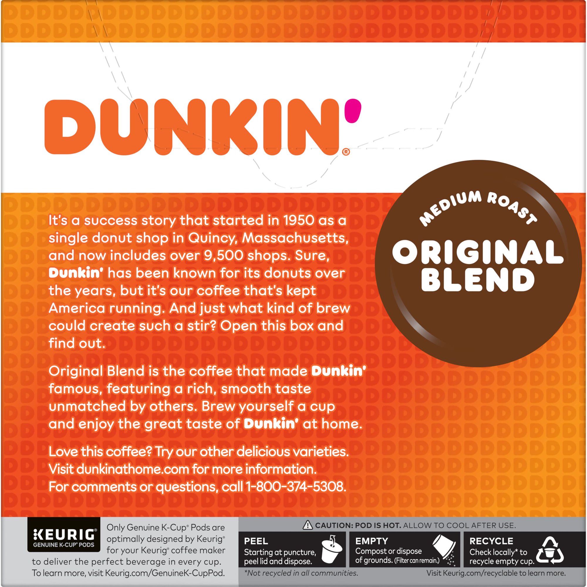 Dunkin Donuts Original Flavor Coffee K-Cups For Keurig K Cup Brewers 32 Count