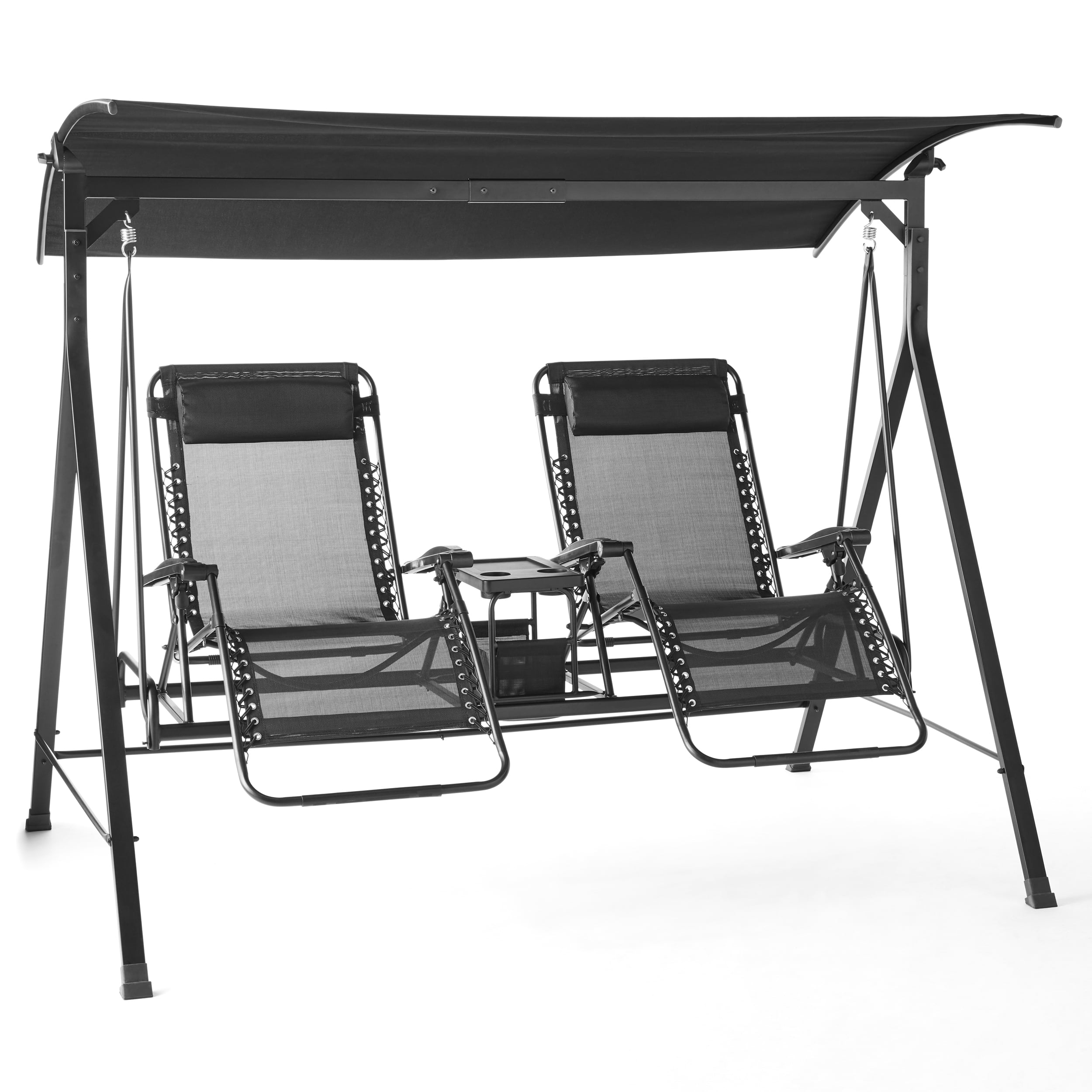 Mainstays Zero-Gravity Steel Porch Swing. Black