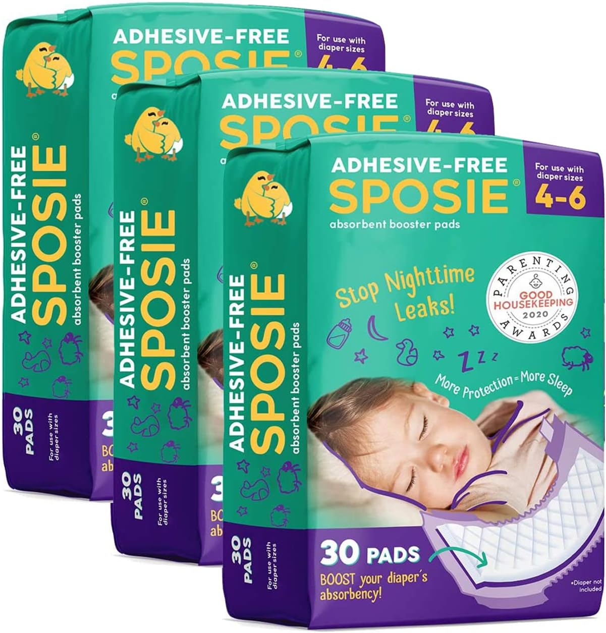 Sposie Diaper Booster Pads - Diaper Pads Inserts Overnight. Cloth Diaper Inserts and Overnight Diapers Size 4-6. Diaper Liners Baby Products