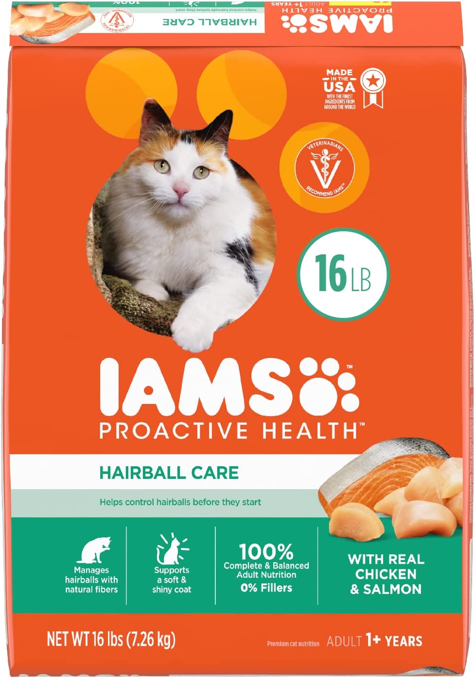 Iams Proactive Health Adult Dry Cat Food. Hairball Care Formula 16LB