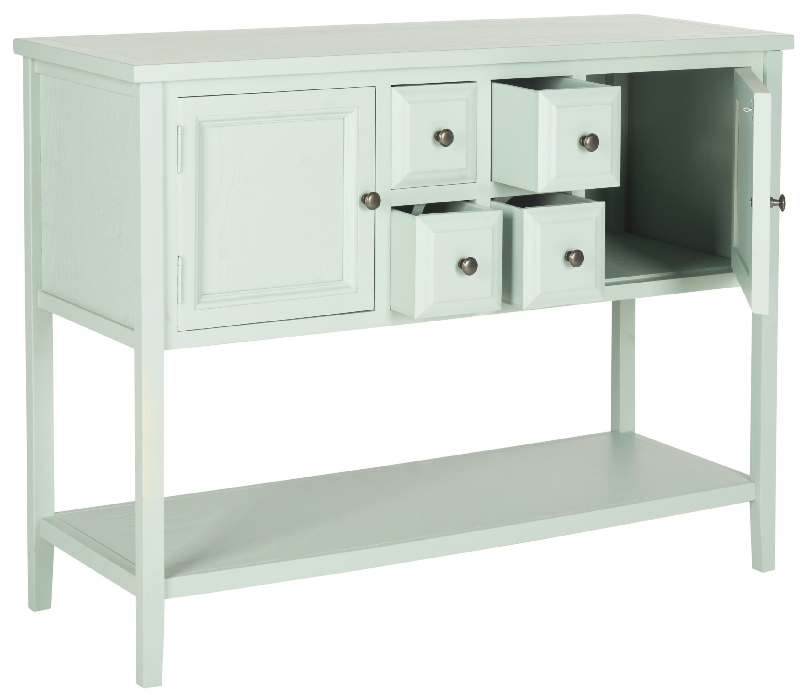 Safavieh Charlotte Rustic Storage Sideboard w/ 2 Cabinets & 4 Drawers. Aqua Smoke