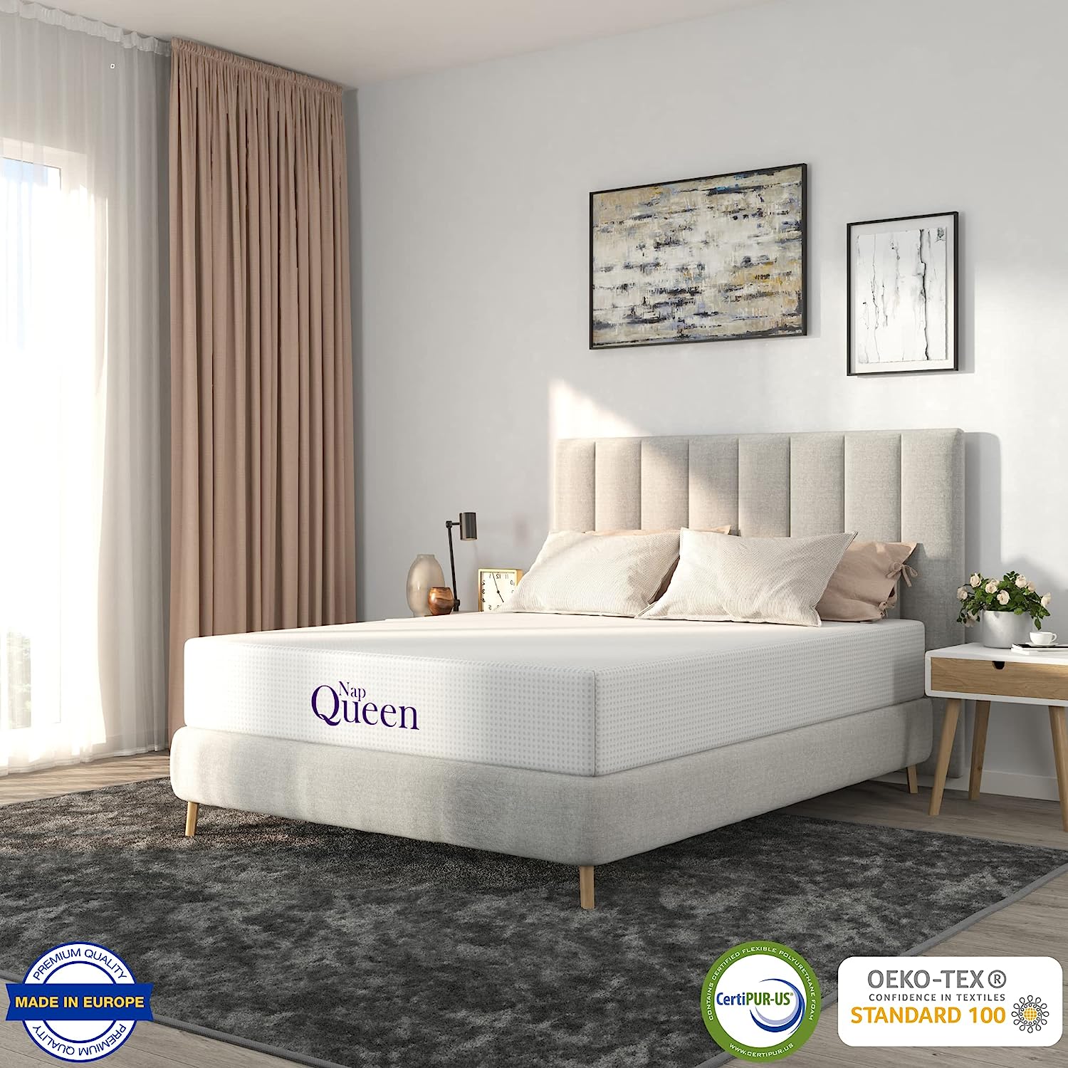 NapQueen 8 Inch Full Size Mattress. Bamboo Charcoal Memory Foam Mattress. Bed in a Box