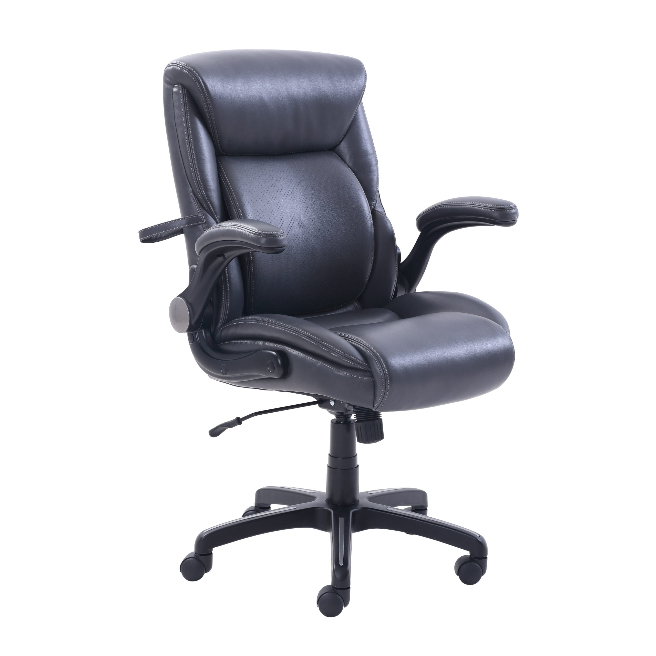 Serta Air Lumbar Bonded Leather Manager Office Chair. Gray Faux Leather