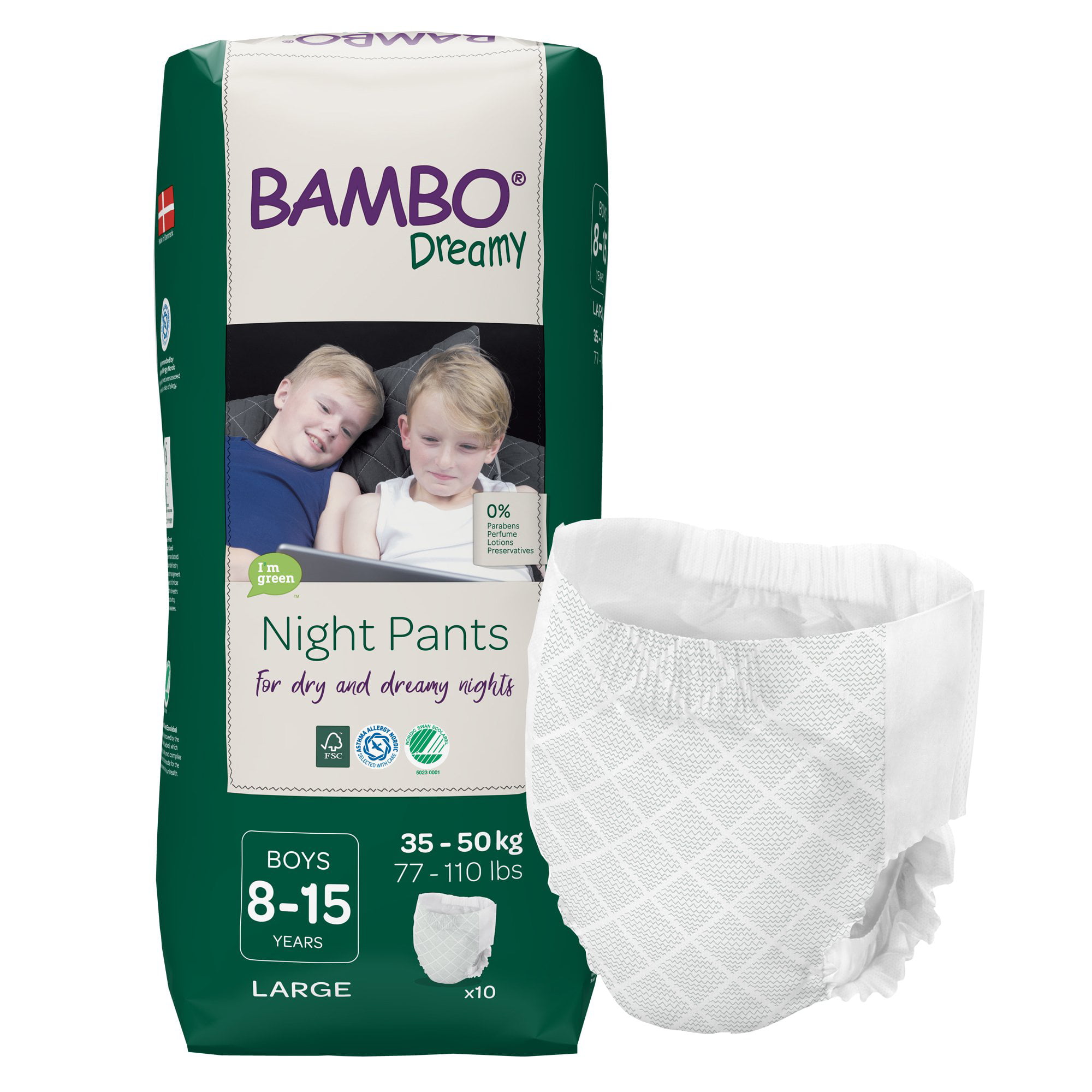 Bambo Nature Night Training Pants for Boys. Ages 8 to 15. 77 to 110 lbs. 30 Ct
