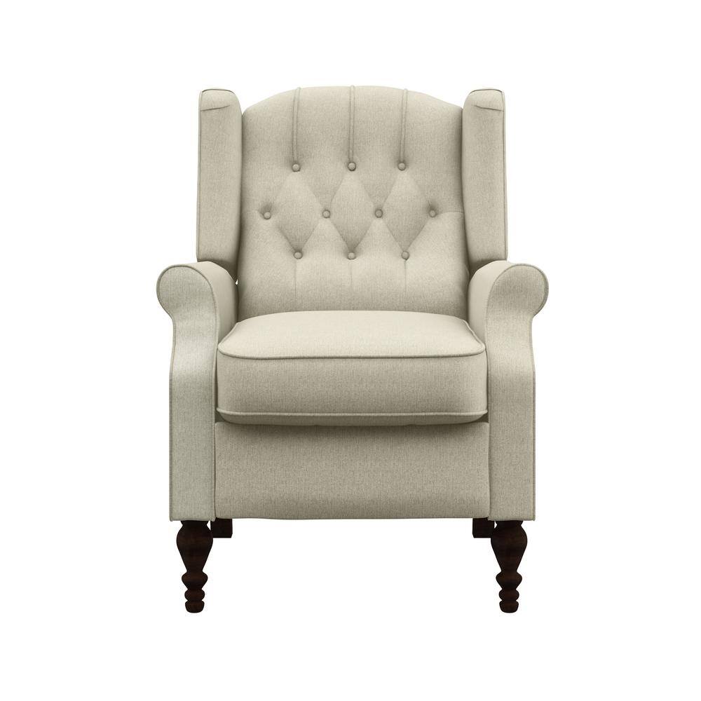 StyleWell  Waybrook Biscuit Beige Upholstered Tufted Wingback Pushback Recliner