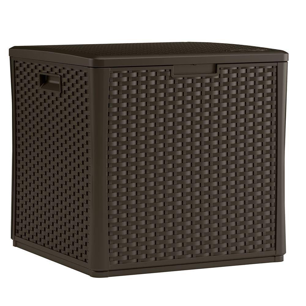 Suncast BMDB60 Wicker 60 Gal. Resin Storage Cube Deck Box