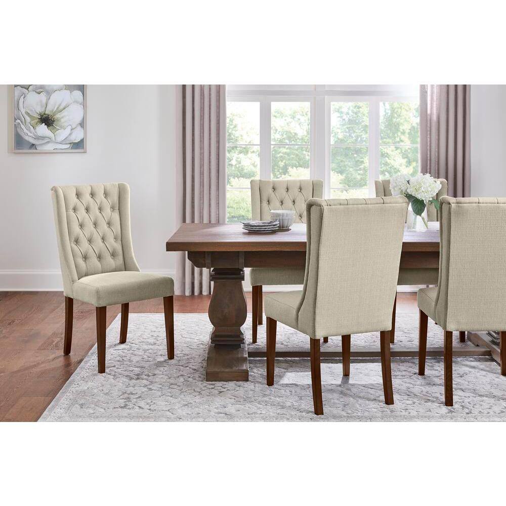 Home Decorators Collection  Dorbrook Diamond-Tufted Upholstered Dining Chairs in Oatmeal Beige (Set of 2)