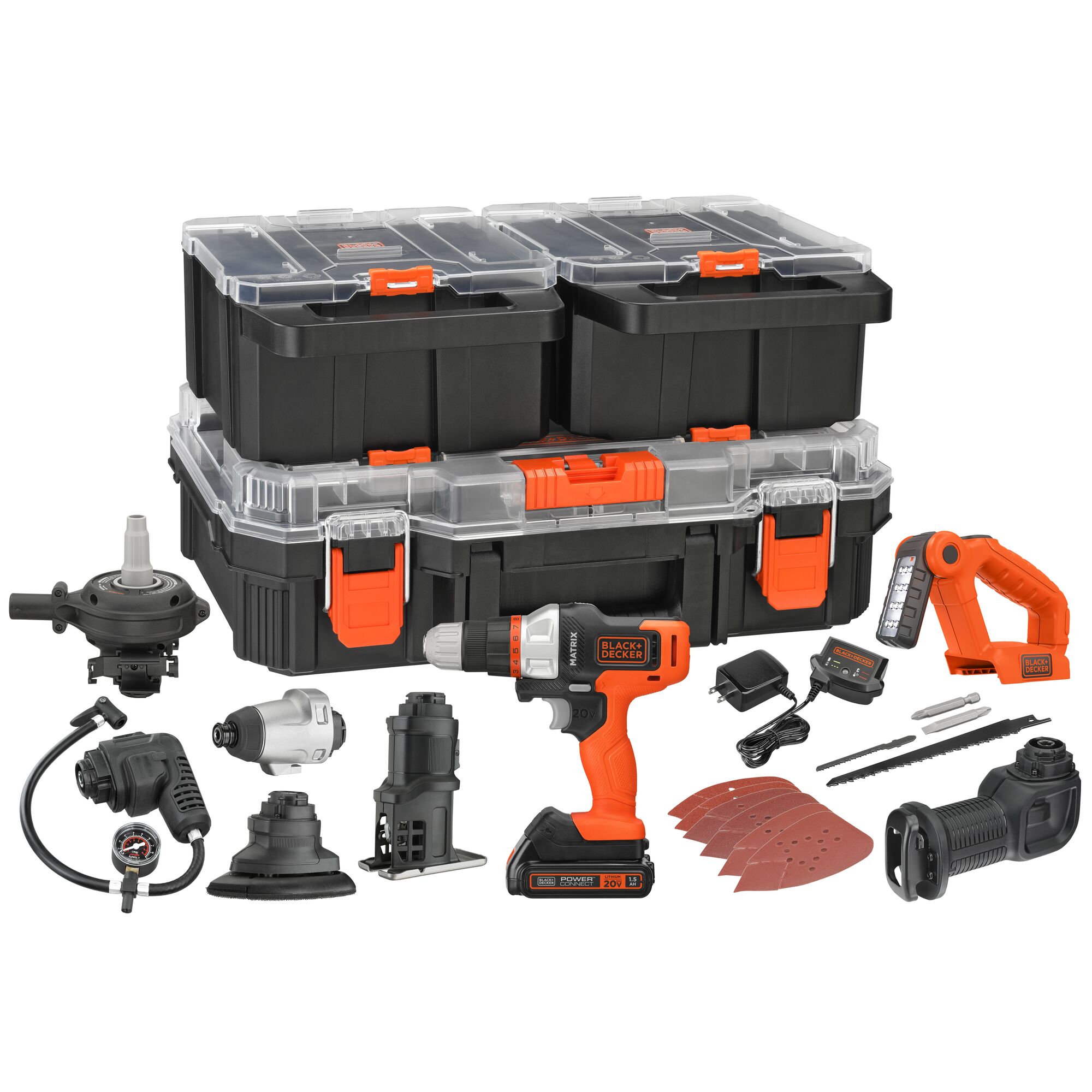 BLACK+DECKER MATRIX 20V MAX 8-Tool 20-volt Max Power Tool Combo Kit with Hard Case (1 Li-ion Battery Included and Charger Included)