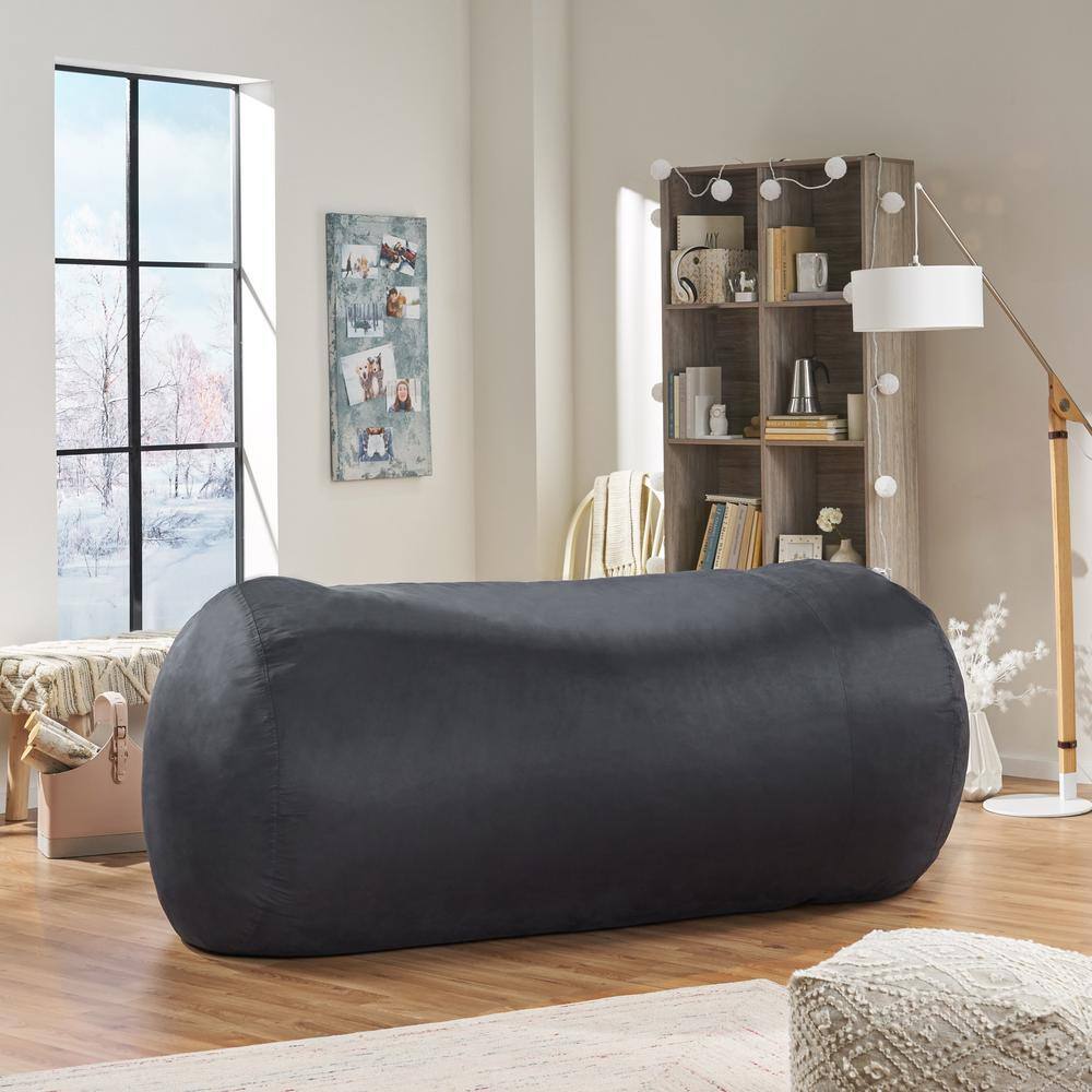 Noble House  Baron 8 ft. Black Suede Polyester Bean Bag