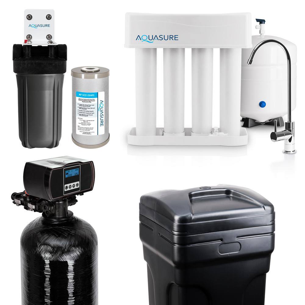 AQUASURE 1005411925 Whole House Filtration with 48.000 Grain Fine Mesh Water Softener