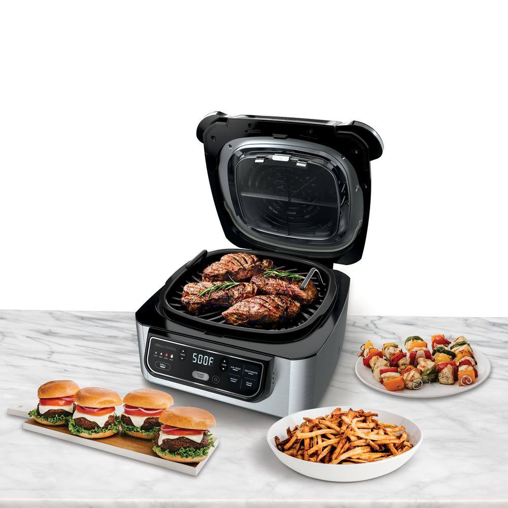 NINJA  Foodi 5-in-1 Indoor Grill with 4 Qt. Air Fryer. Roast. Bake. Dehydrate and Cyclonic Grilling (AG301)