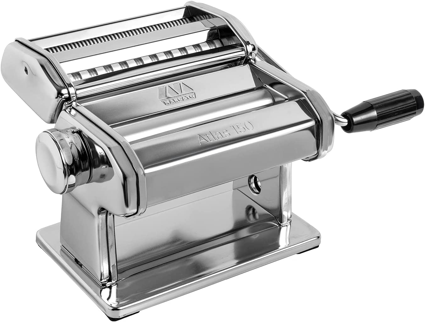 MARCATO Atlas 150 Pasta Machine. Made in Italy. Includes Cutter. Hand Crank. and Instructions. 150 mm. Stainless Steel