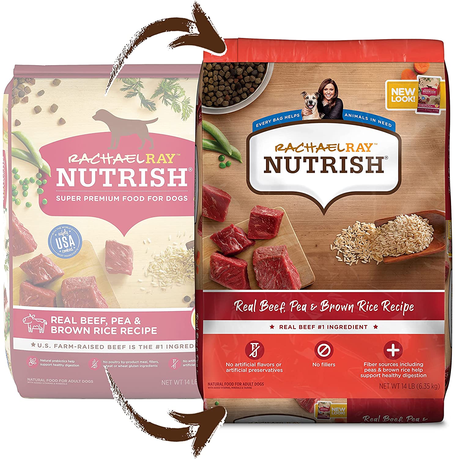 Rachael Ray Nutrish Premium Natural Dry Dog Food. Real Beef. Pea & Brown Rice Recipe. 14 Pounds