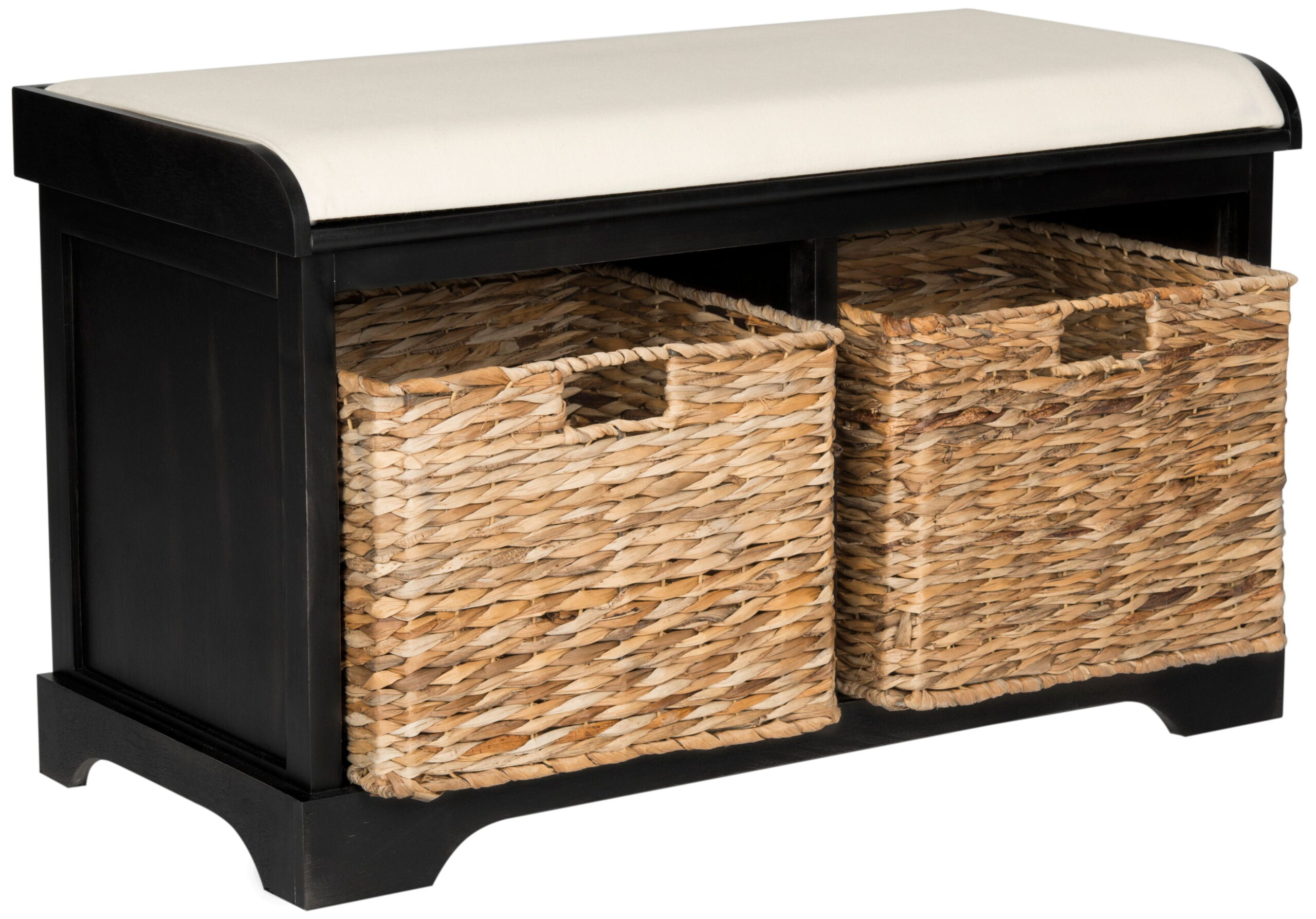 Safavieh Freddy Wicker Indoor Storage Bench. Black