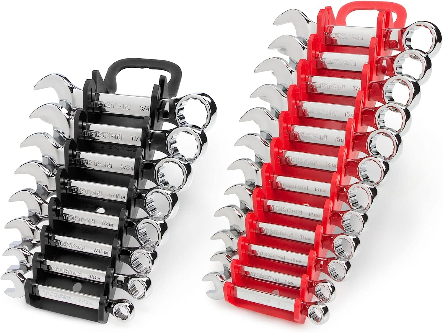 TEKTON Stubby Combination Wrench Set. 20-Piece (5/16-3/4 in.. 8-19 mm) - Holder | WCB91601