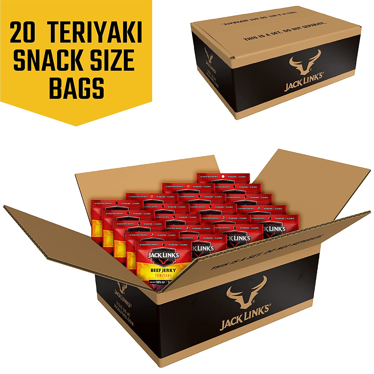 Jack Links Jerky 5 Count Multipack Bags – Flavorful Meat Snack for Lunches. Teriyaki