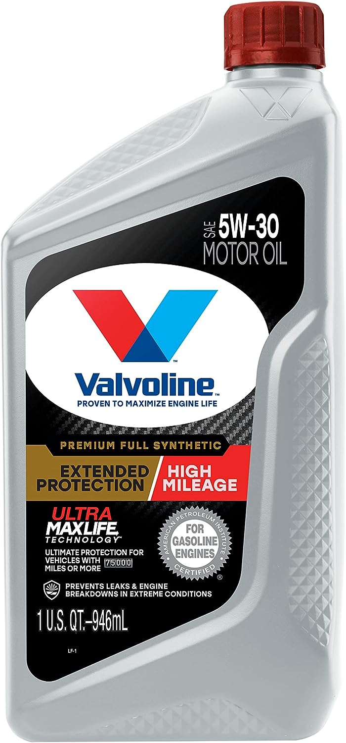 Valvoline Extended Protection High Mileage with Ultra MaxLife Technology 5W-30 Full Synthetic Motor Oil 1 QT. Case of 6