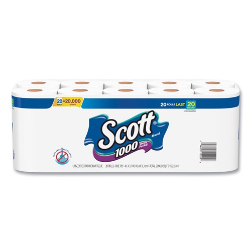 Scott KCC 20032 Standard Roll Bathroom Tissue. 1 Ply. 20 / Pack - 2 Packs per Carton