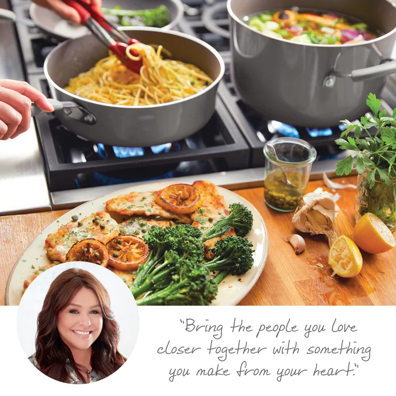 Rachael Ray Cucina Nonstick Cookware and Prep Bowl Set. 12-Piece - Gray