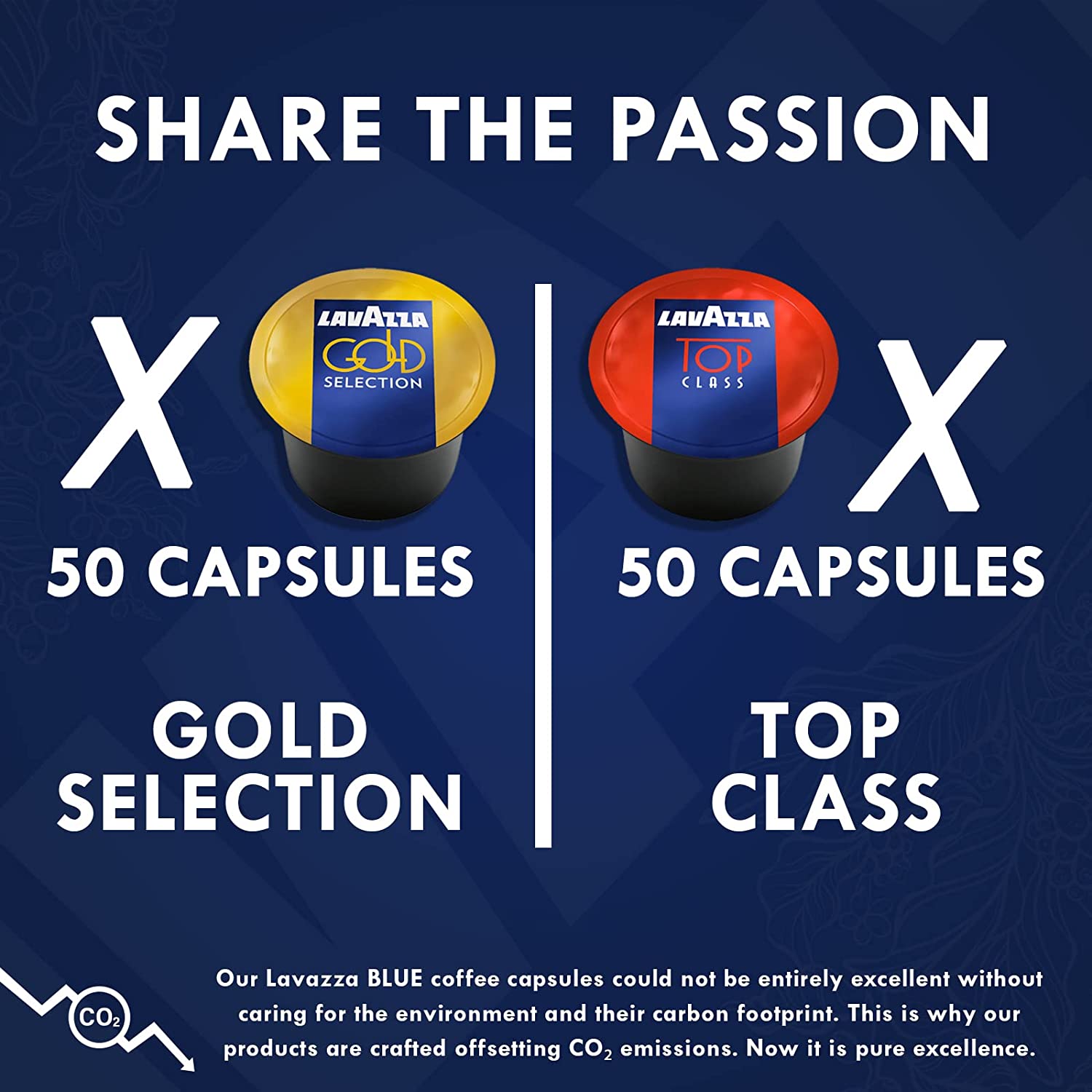 Lavazza Blue Capsules Coffee Pods Best Value Pack 2 x 50 each 100 ct. Top Class. Gold Selection for for Lavazza LB Machines (all types)