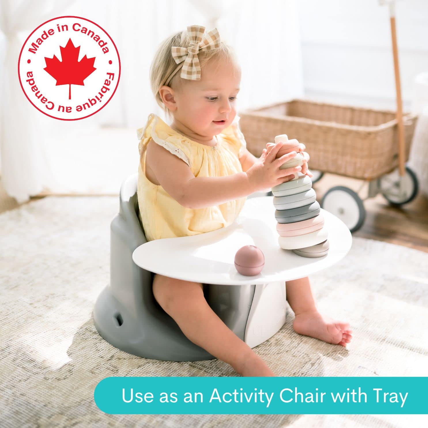 Upseat Baby Floor Seat Booster Chair for Sitting Up with Removable Tray for Meals and Playtime. Developed with Physical Therapists for Safe and Healthy Hip Development and Posture