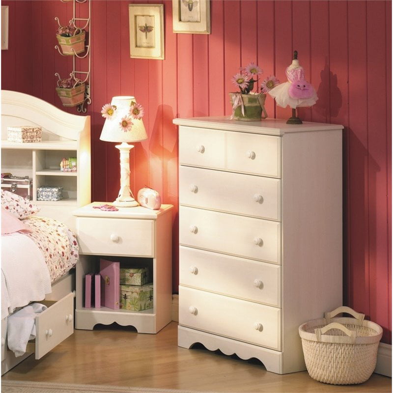 South Shore Summer Breeze 5-Drawer Kids- Chest. White Wash