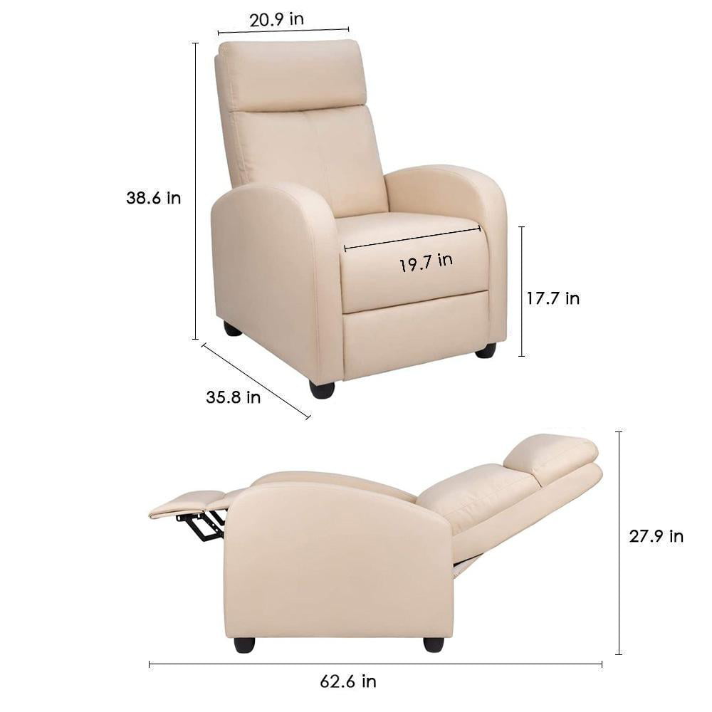 Homall Recliner Chair Padded Seat Pu Leather for Living Room Single Sofa Recliner Modern Recliner Seat Club Chair Home Theater Seating. Beige