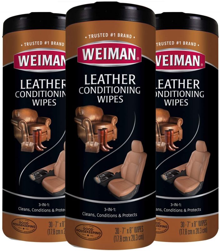 Weiman Leather Wipes - Clean. Condition. Ultra Violet Protection 3 Pack