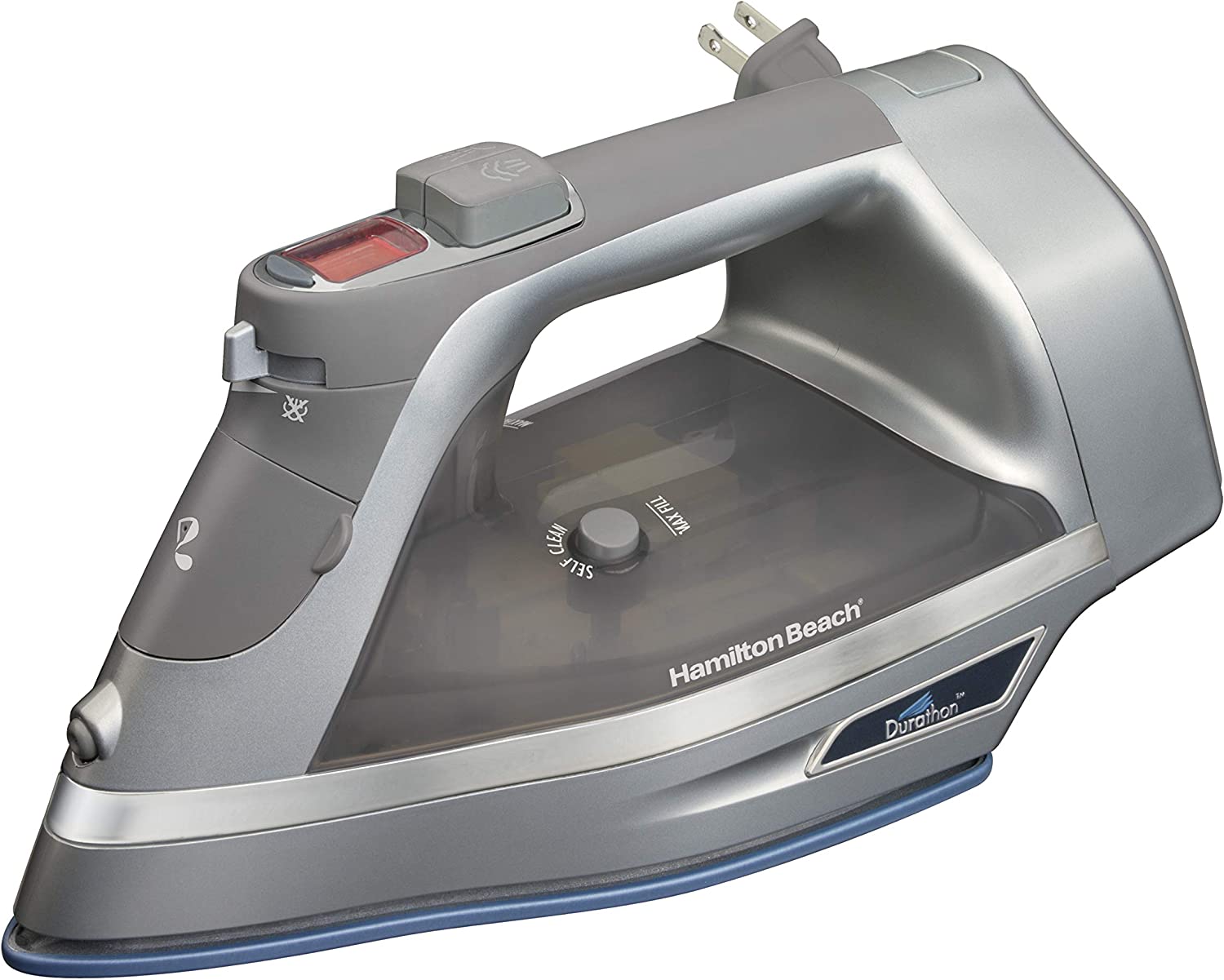 Hamilton Beach Steam Iron & Vertical Steamer with Scratch-Resistant Durathon Soleplate. 1700 Watts. Digital Temperature Control. Retractable Cord. 3-Way Auto Shutoff. Anti-Drip. Self-Cleaning (19901)