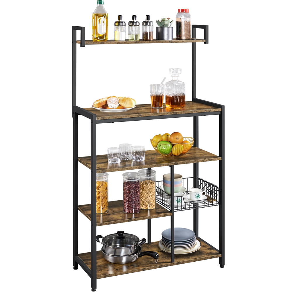 SmileMart Industrial Baker's Rack Utility Storage Shelf for Kitchen. Rustic Brown