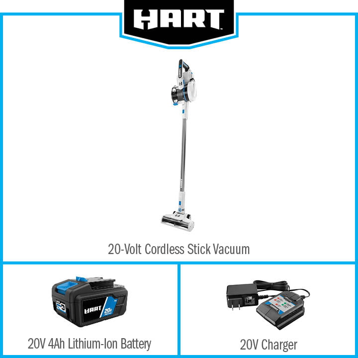 HART 20-Volt Cordless Stick Vacuum. (1) 4.0 Ah Lithium-Ion Battery